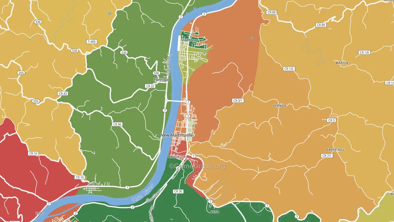 New Martinsville, WV Map of Assault Rates