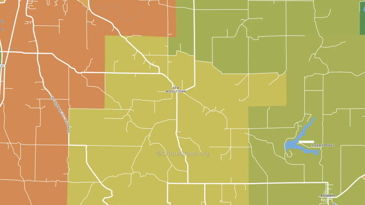 New Middletown, IN Map of Assault Rates