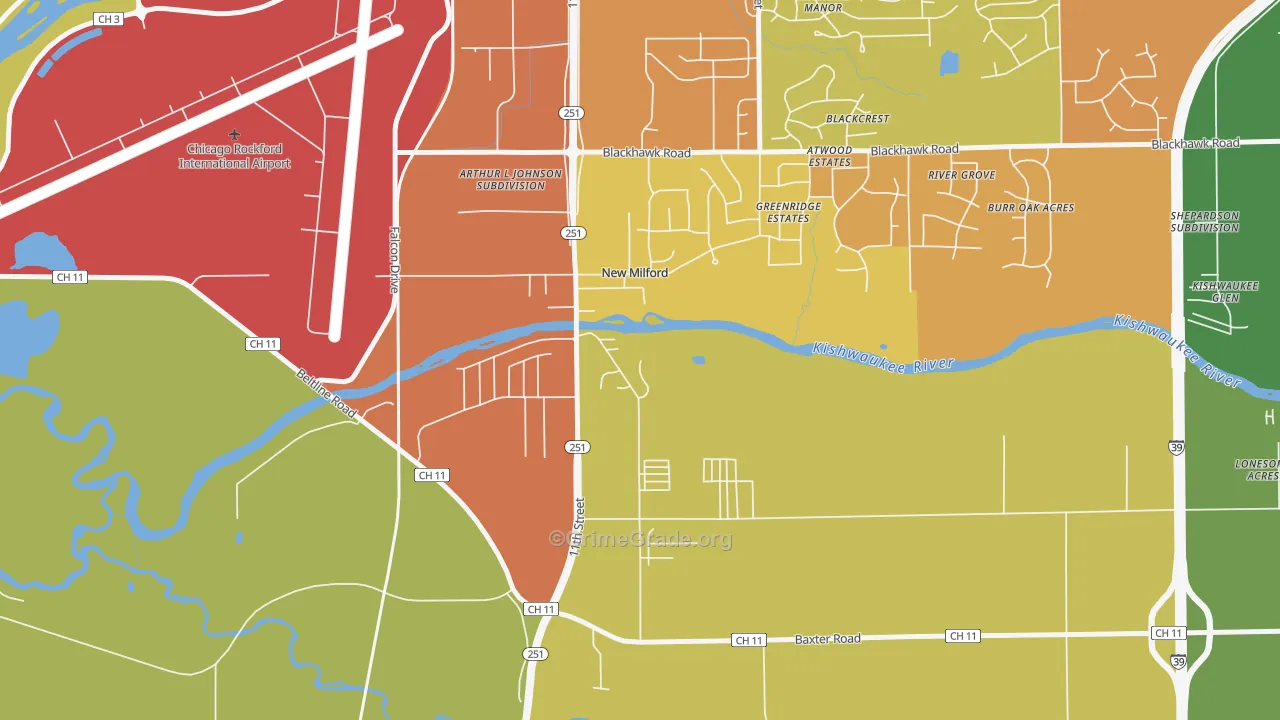 New Milford, IL Map of Assault Rates