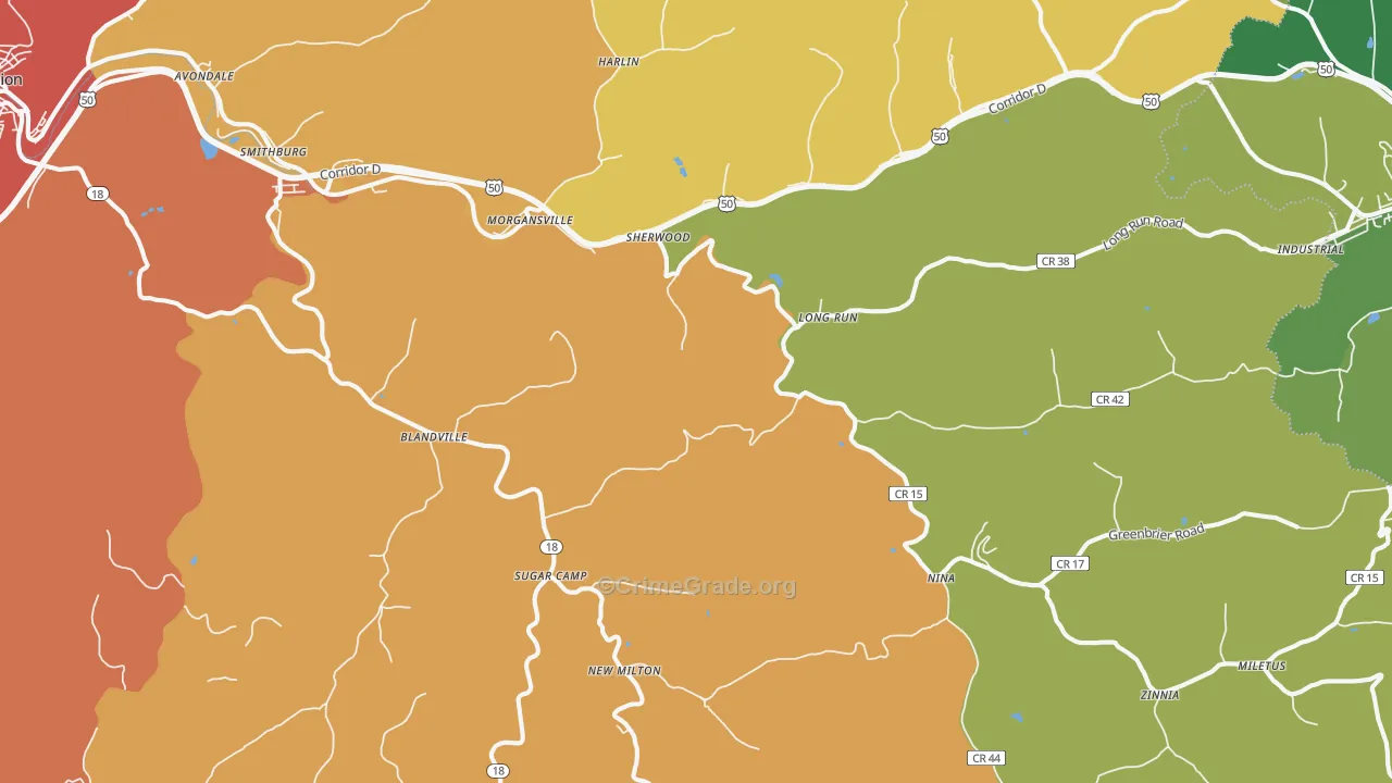 New Milton, WV Map of Assault Rates