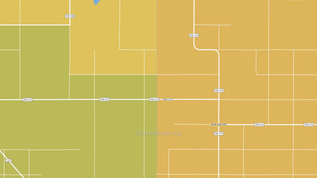 New Moore, TX Map of Assault Rates