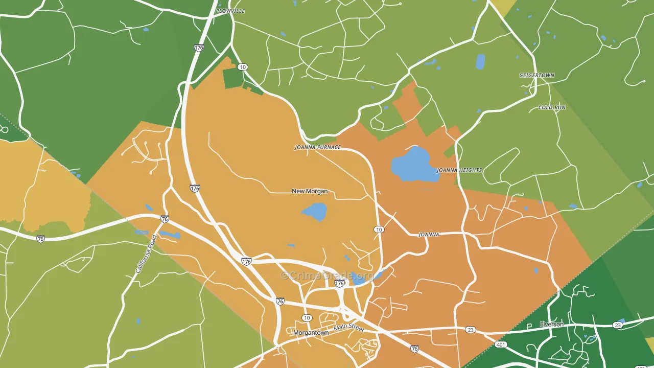 New Morgan, PA Map of Assault Rates