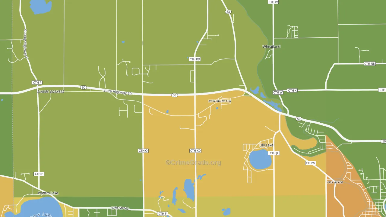 New Munster, WI Map of Assault Rates