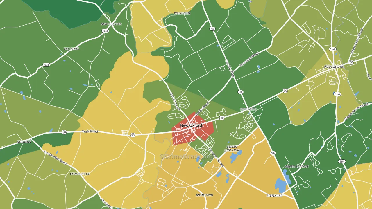 New Oxford, PA Map of Assault Rates