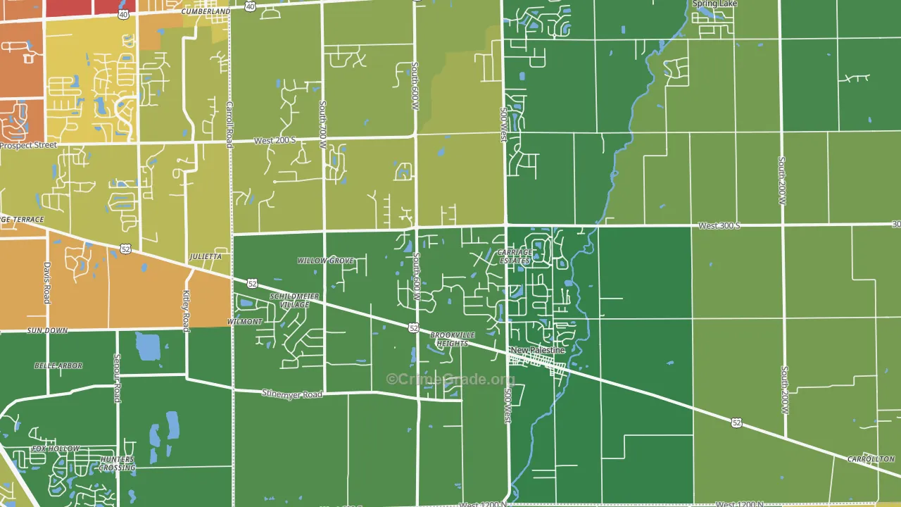 New Palestine, IN Map of Assault Rates