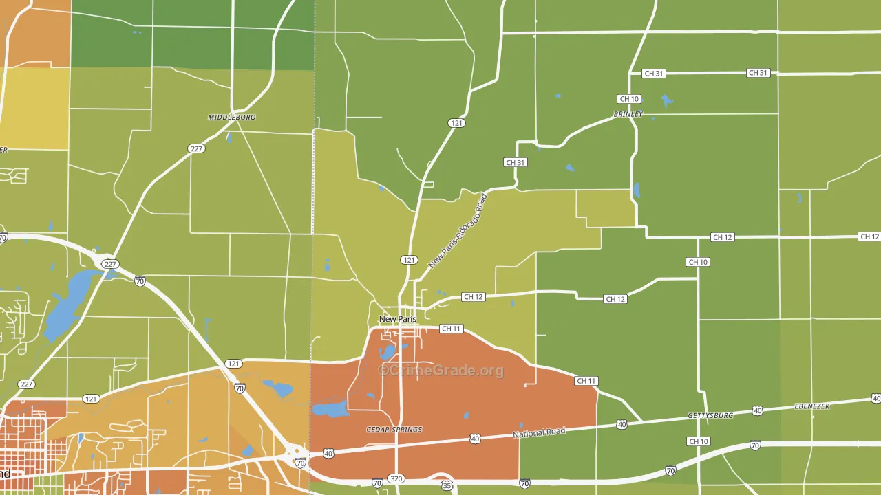 New Paris, OH Map of Assault Rates