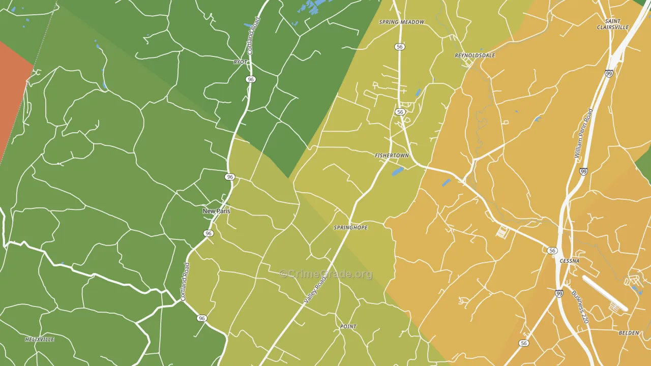 New Paris, PA Map of Assault Rates