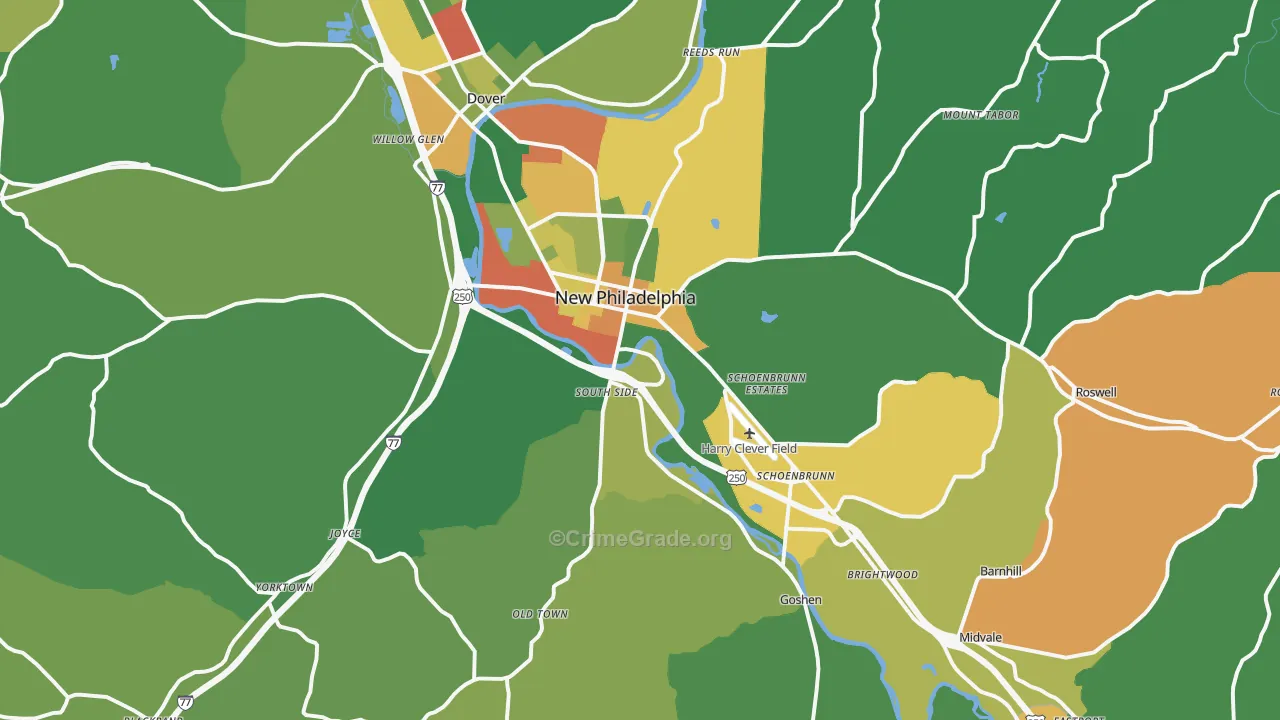 New Philadelphia, OH Map of Assault Rates