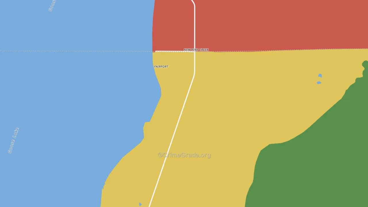 New Pine Creek, CA Map of Assault Rates