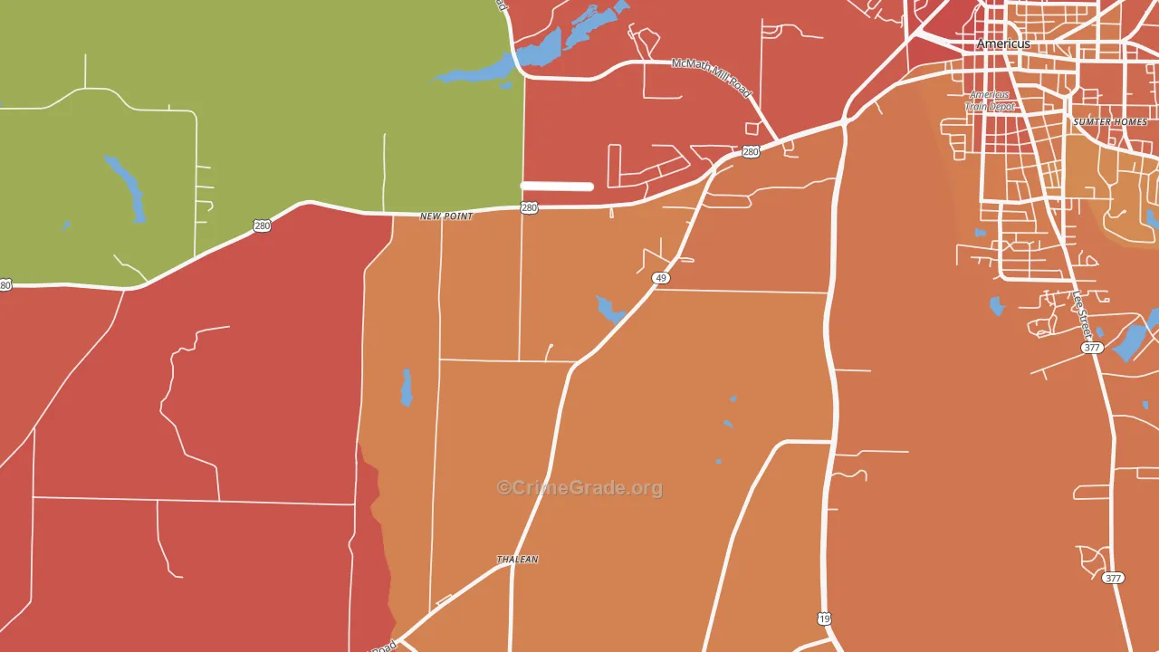 New Point, GA Map of Assault Rates