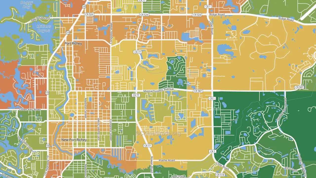 New Port Richey East, FL Map of Assault Rates