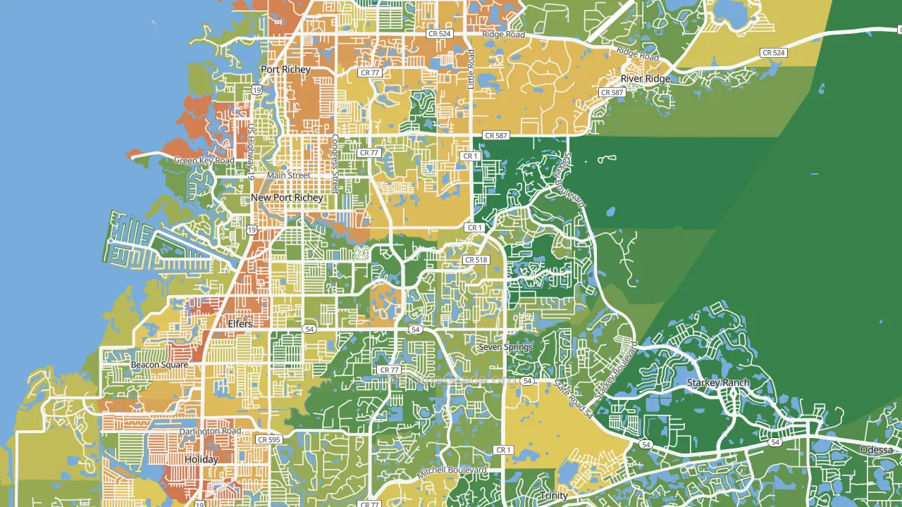 New Port Richey, FL Map of Assault Rates