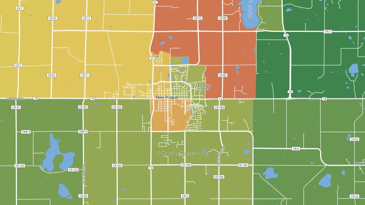 New Prague, MN Map of Assault Rates