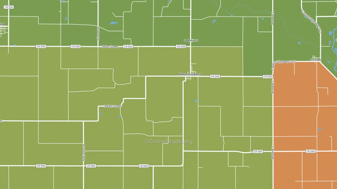 New Providence, IA Map of Assault Rates