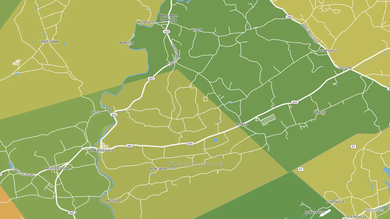 New Ringgold, PA Map of Assault Rates