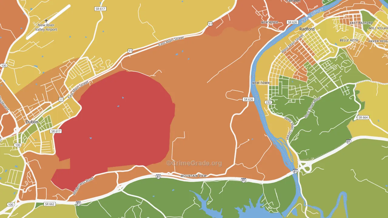 New River, VA Map of Assault Rates
