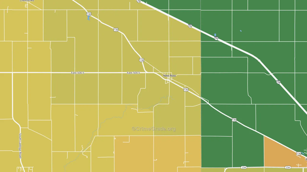 New Ross, IN Map of Assault Rates