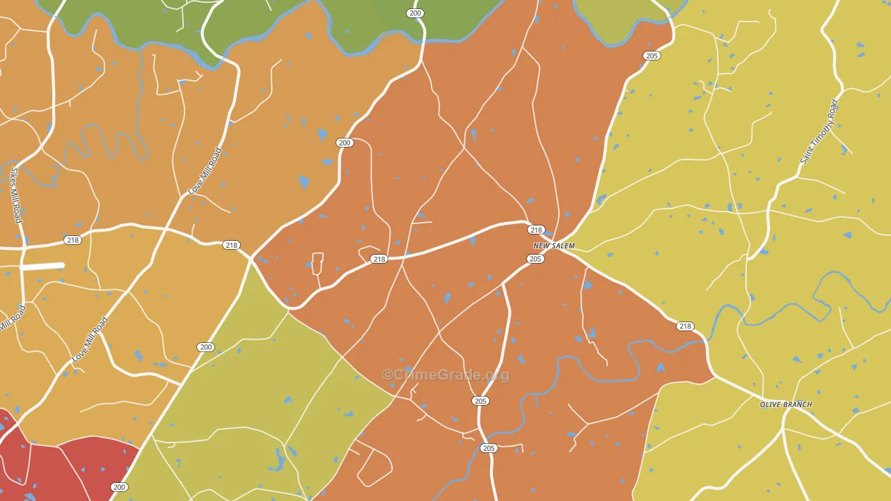 New Salem, NC Map of Assault Rates
