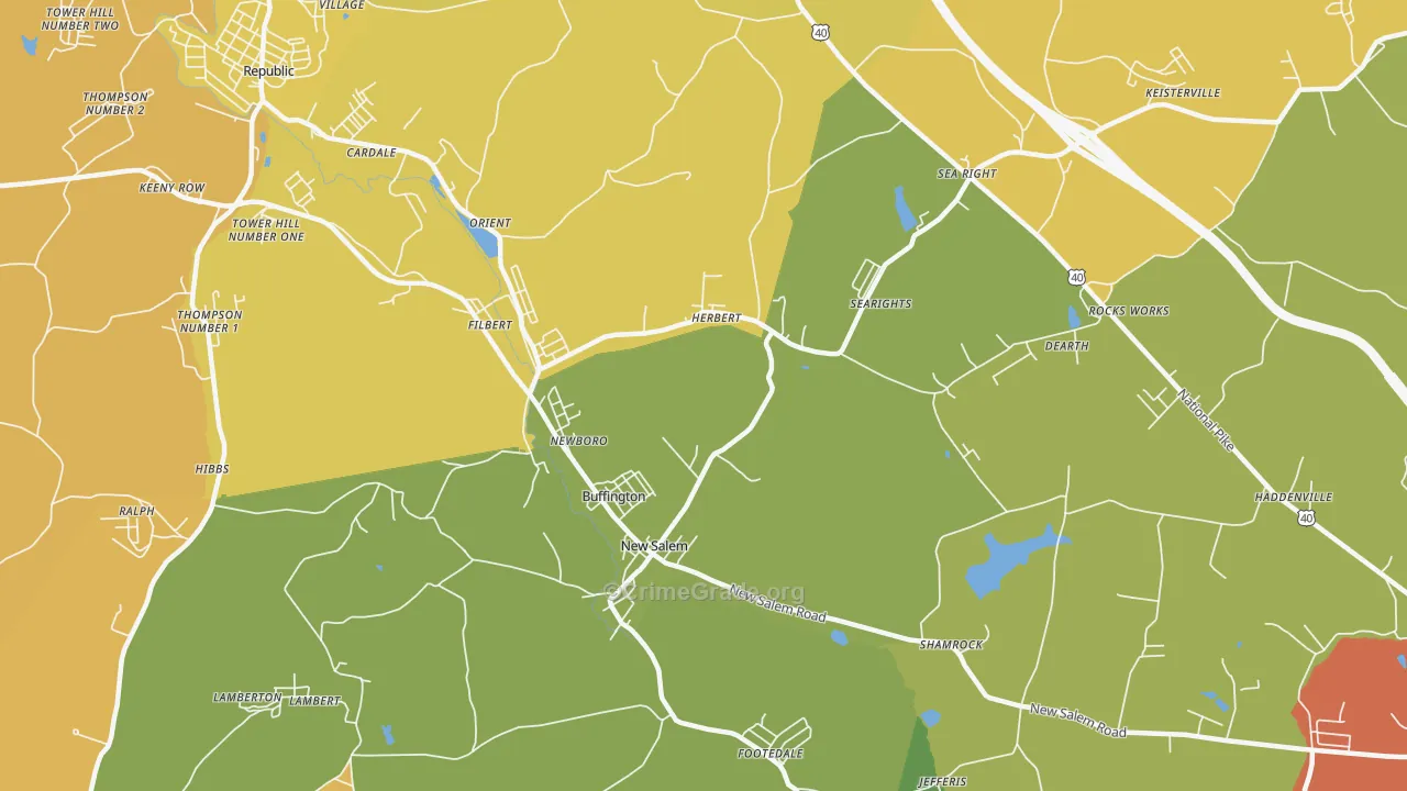New Salem, PA Map of Assault Rates