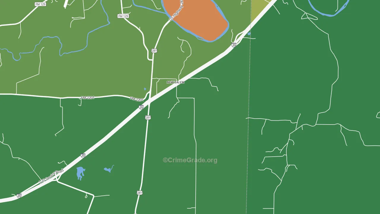 New Salem, TX Map of Assault Rates