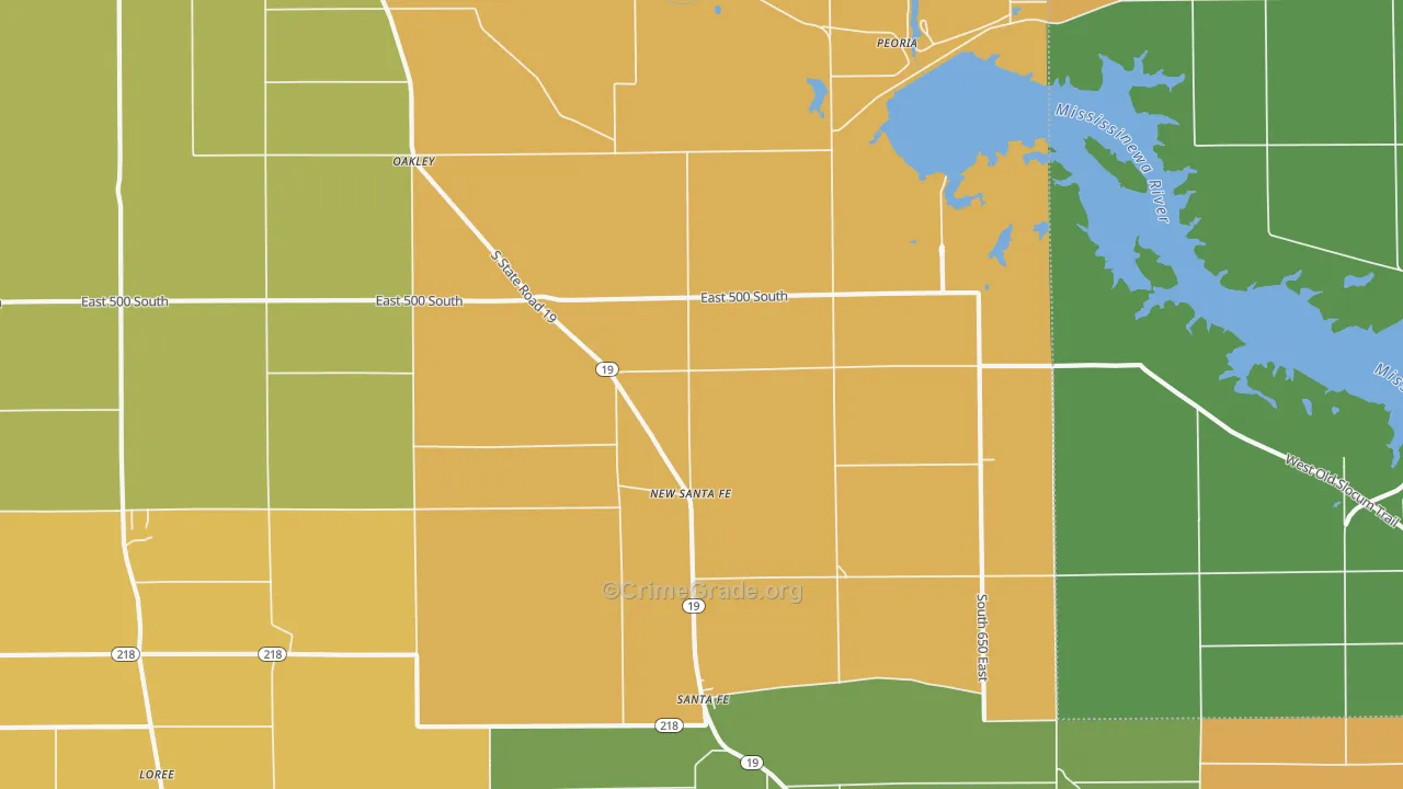 New Santa Fe, IN Map of Assault Rates