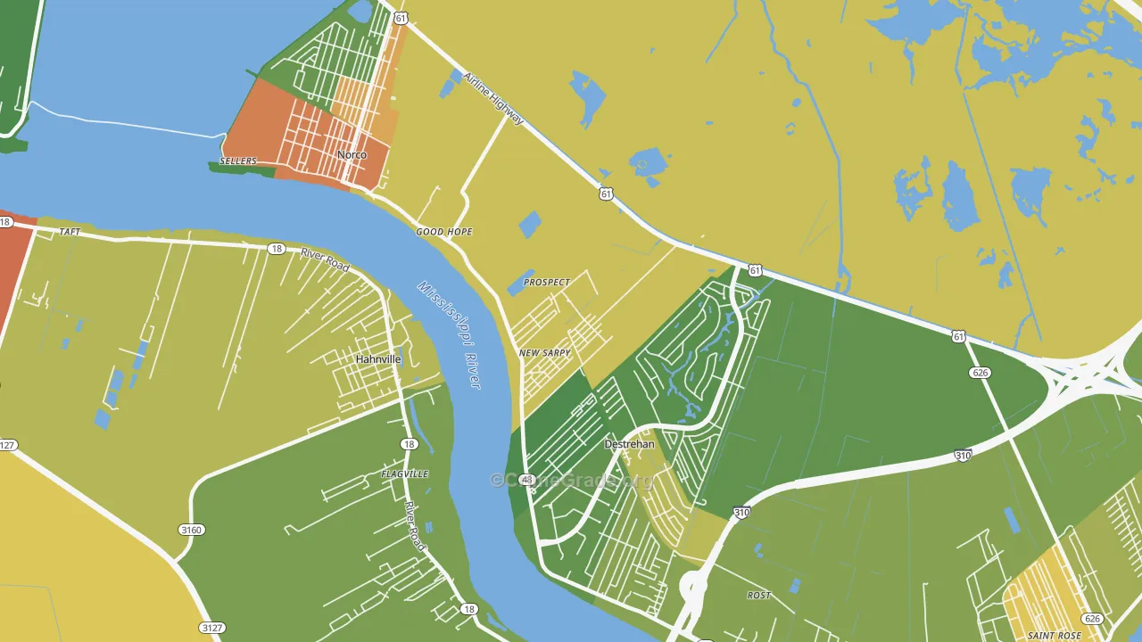 New Sarpy, LA Map of Assault Rates