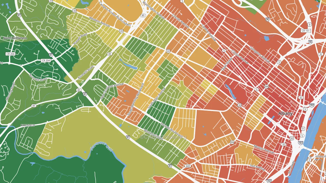 New Scotland-Woodlawn, Albany, NY Map of Assault Rates