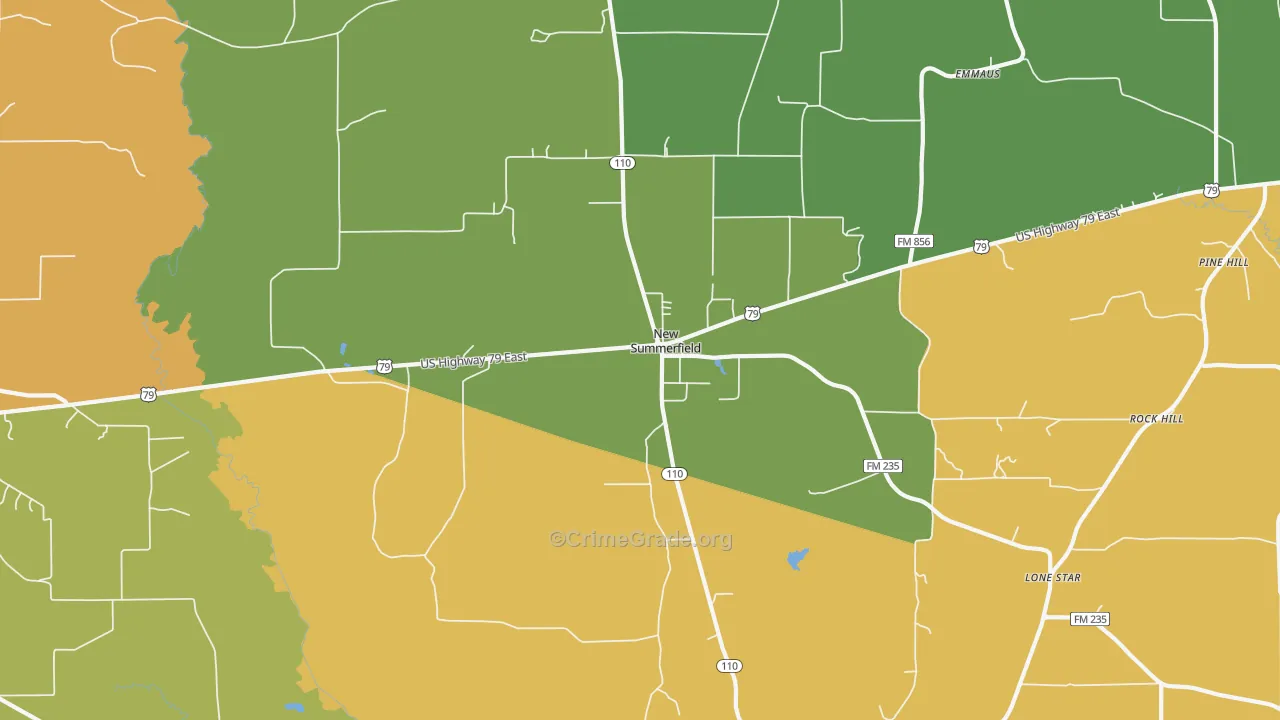 New Summerfield, TX Map of Assault Rates