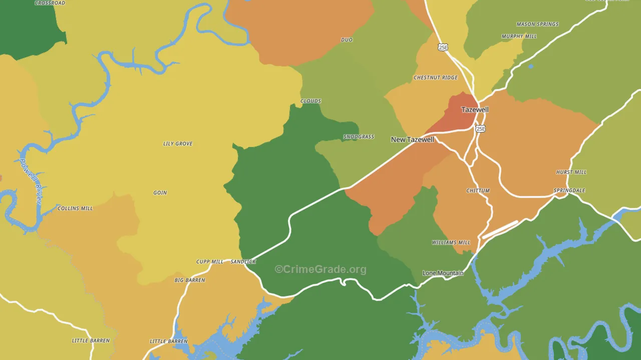 New Tazewell, TN Map of Assault Rates