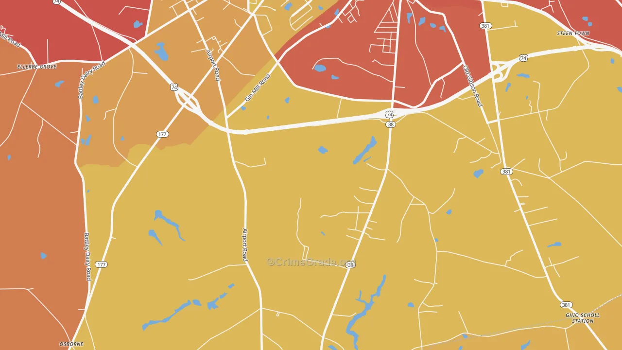 New Town, NC Map of Assault Rates