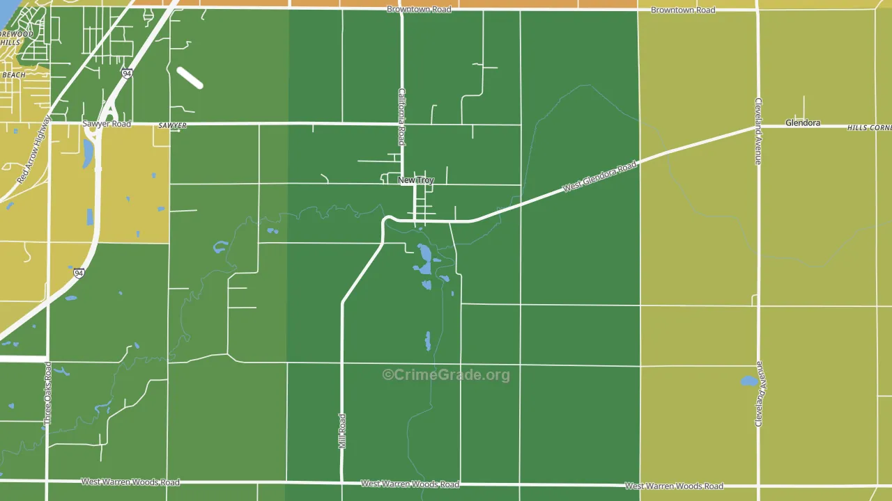 New Troy, MI Map of Assault Rates