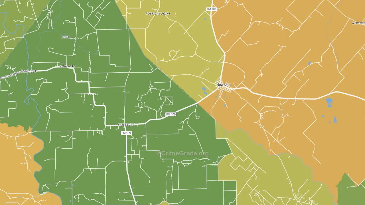 New Ulm, TX Map of Assault Rates