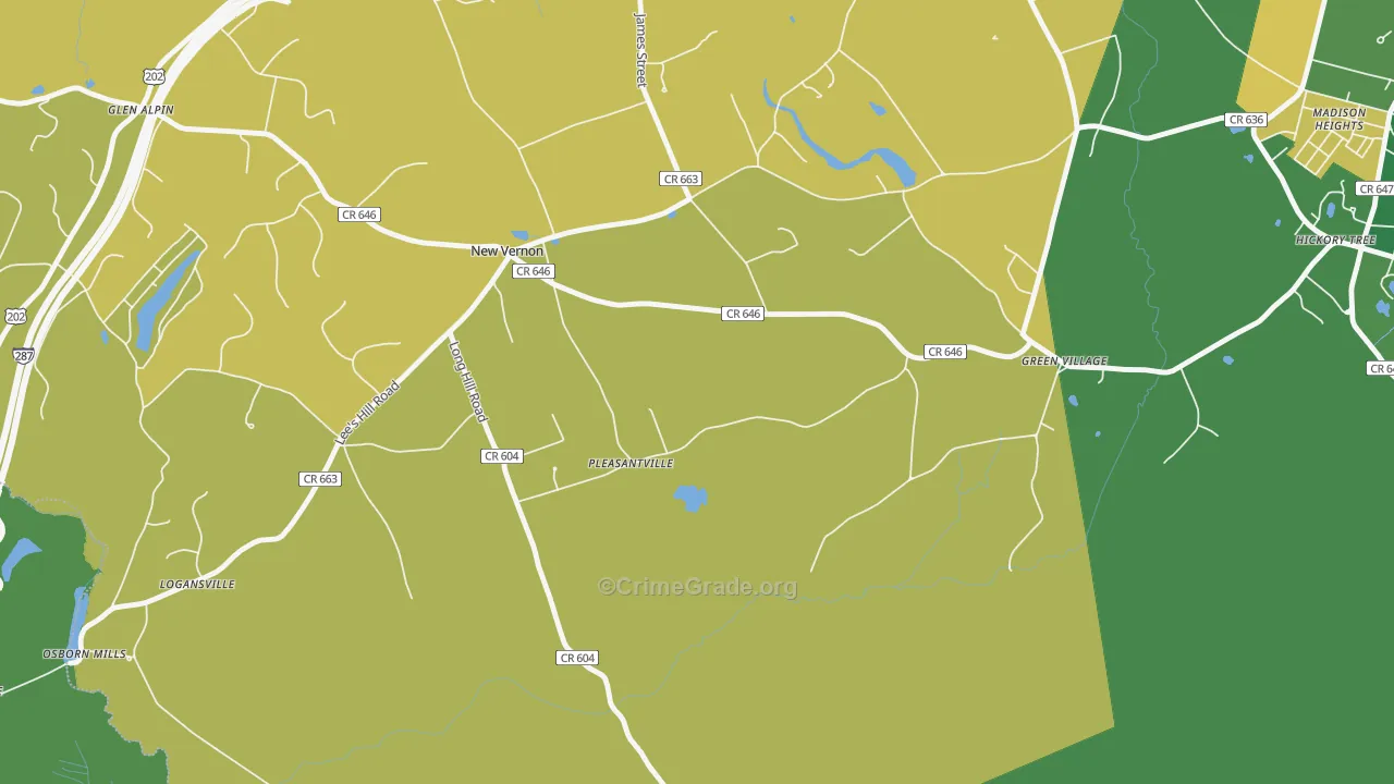New Vernon, NJ Map of Assault Rates