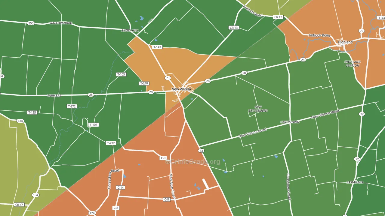 New Vienna, OH Map of Assault Rates