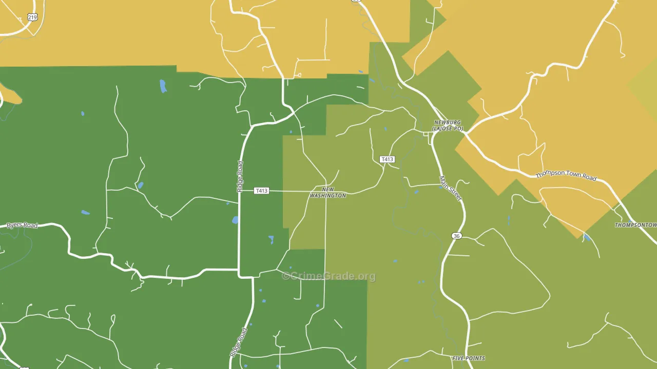 New Washington, PA Map of Assault Rates