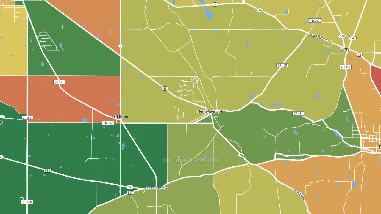 New Waterford, OH Map of Assault Rates