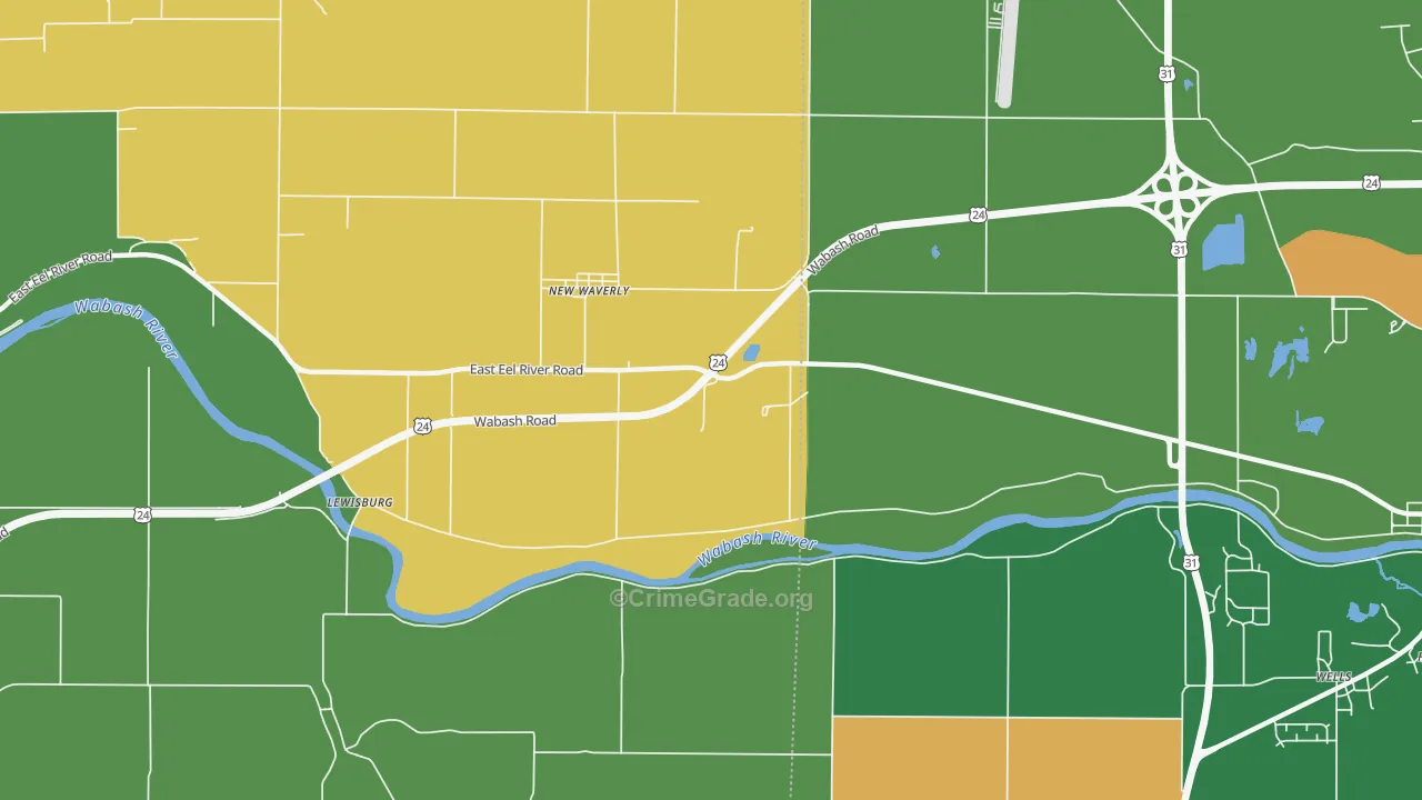 New Waverly, IN Map of Assault Rates