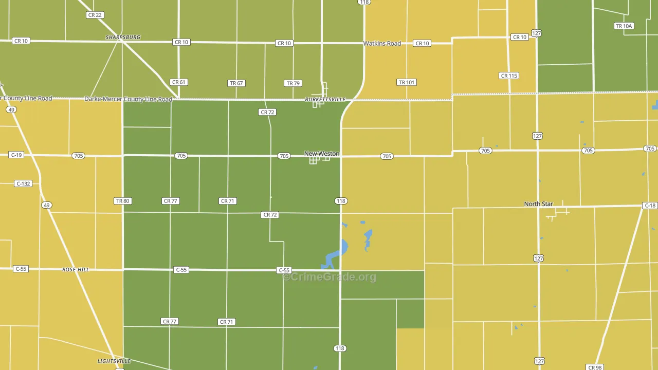 New Weston, OH Map of Assault Rates