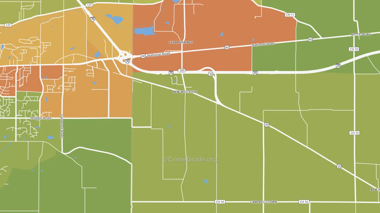New Westville, OH Map of Assault Rates