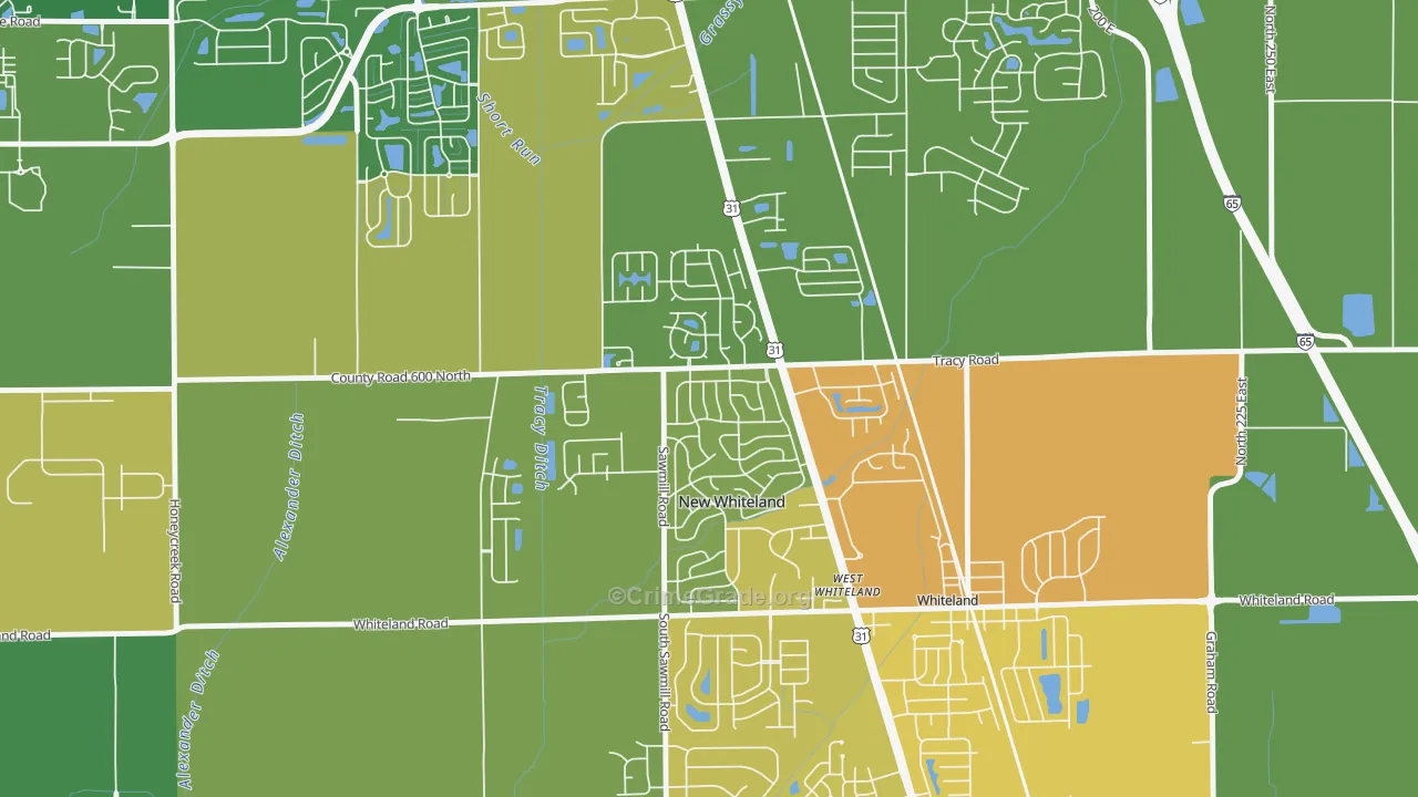 New Whiteland, IN Map of Assault Rates
