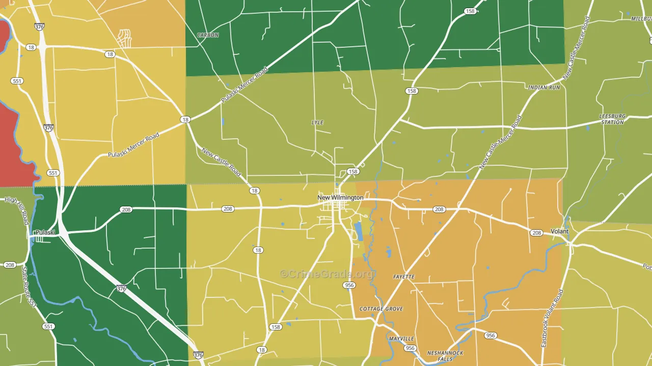 New Wilmington, PA Map of Assault Rates