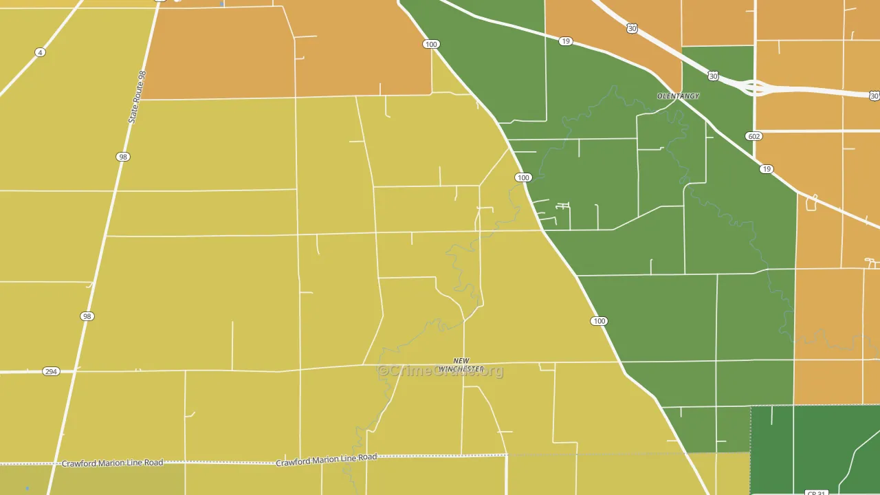 New Winchester, OH Map of Assault Rates