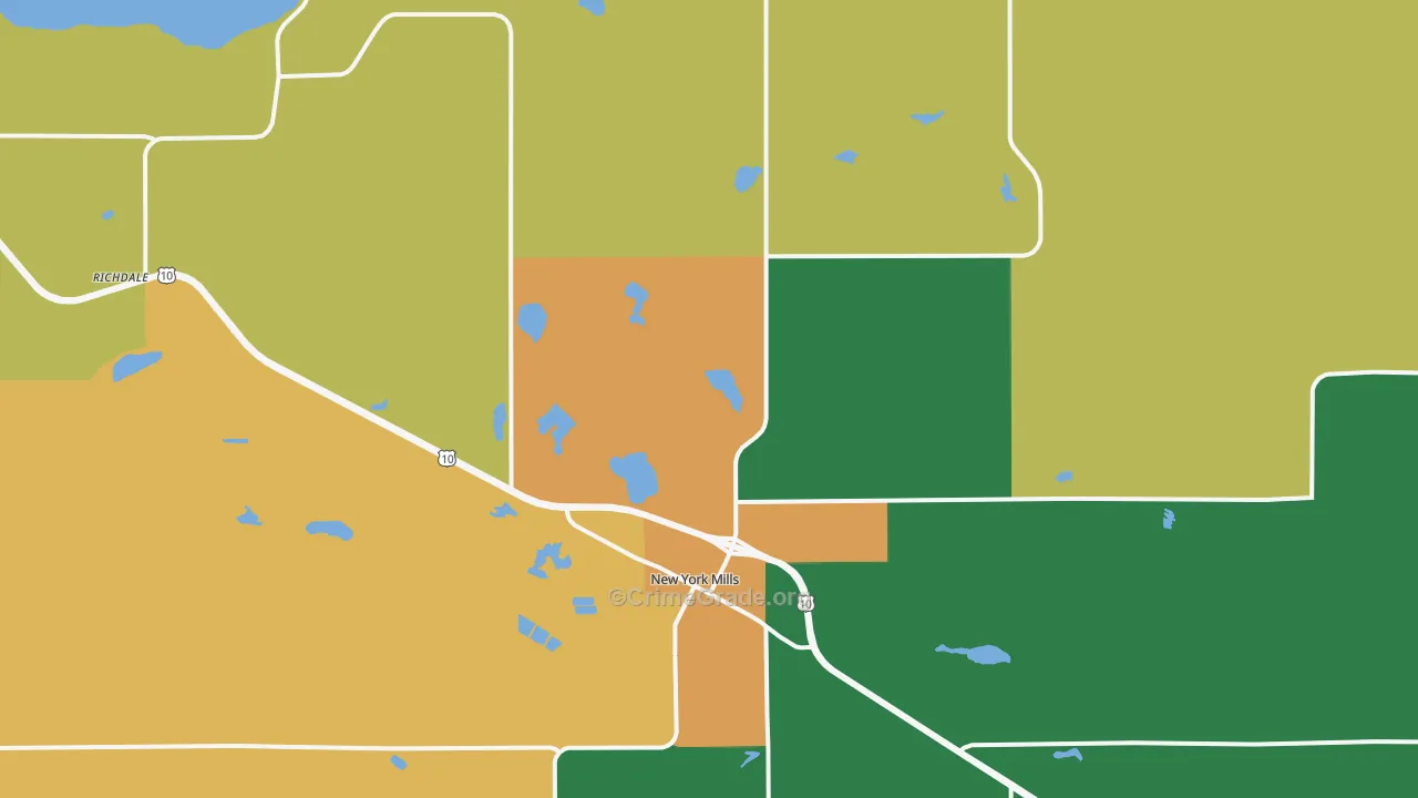 New York Mills, MN Map of Assault Rates