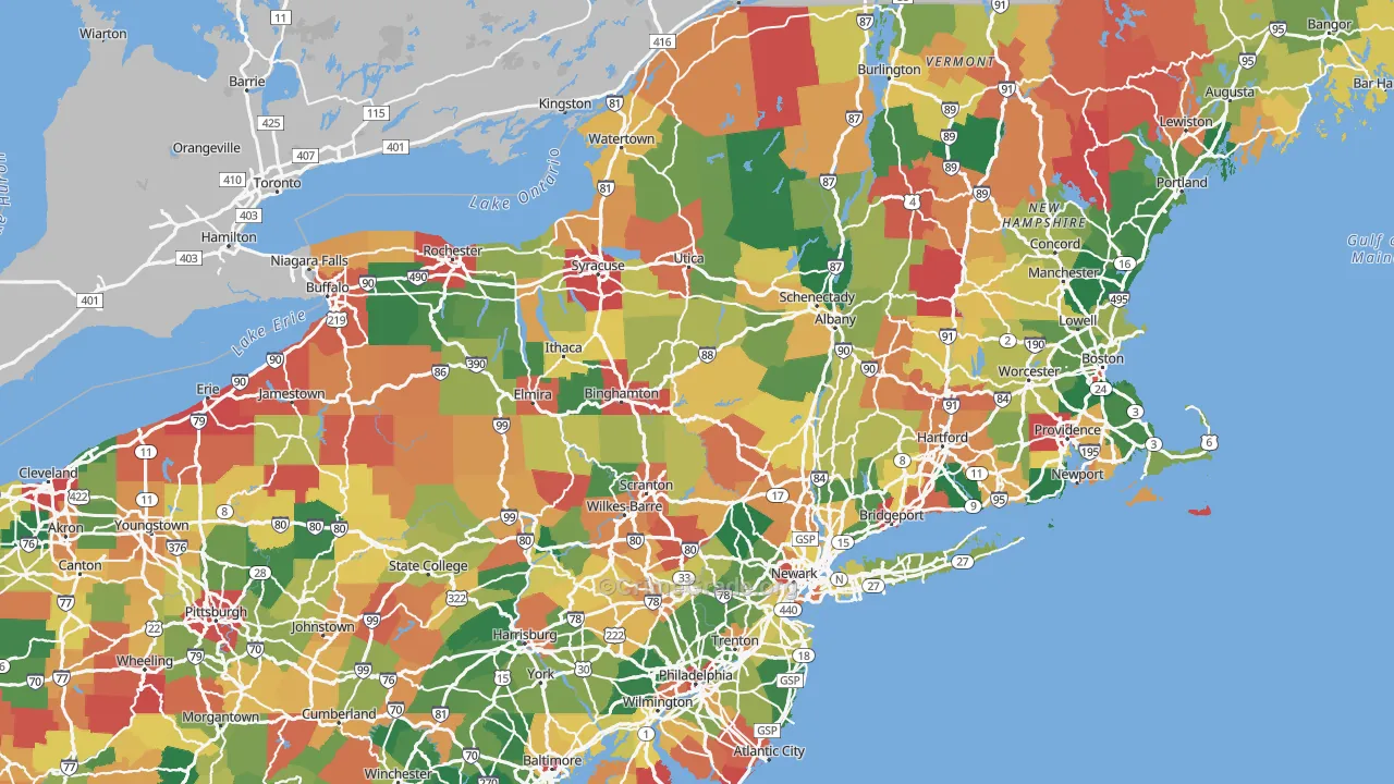 New York Map of Assault Rates