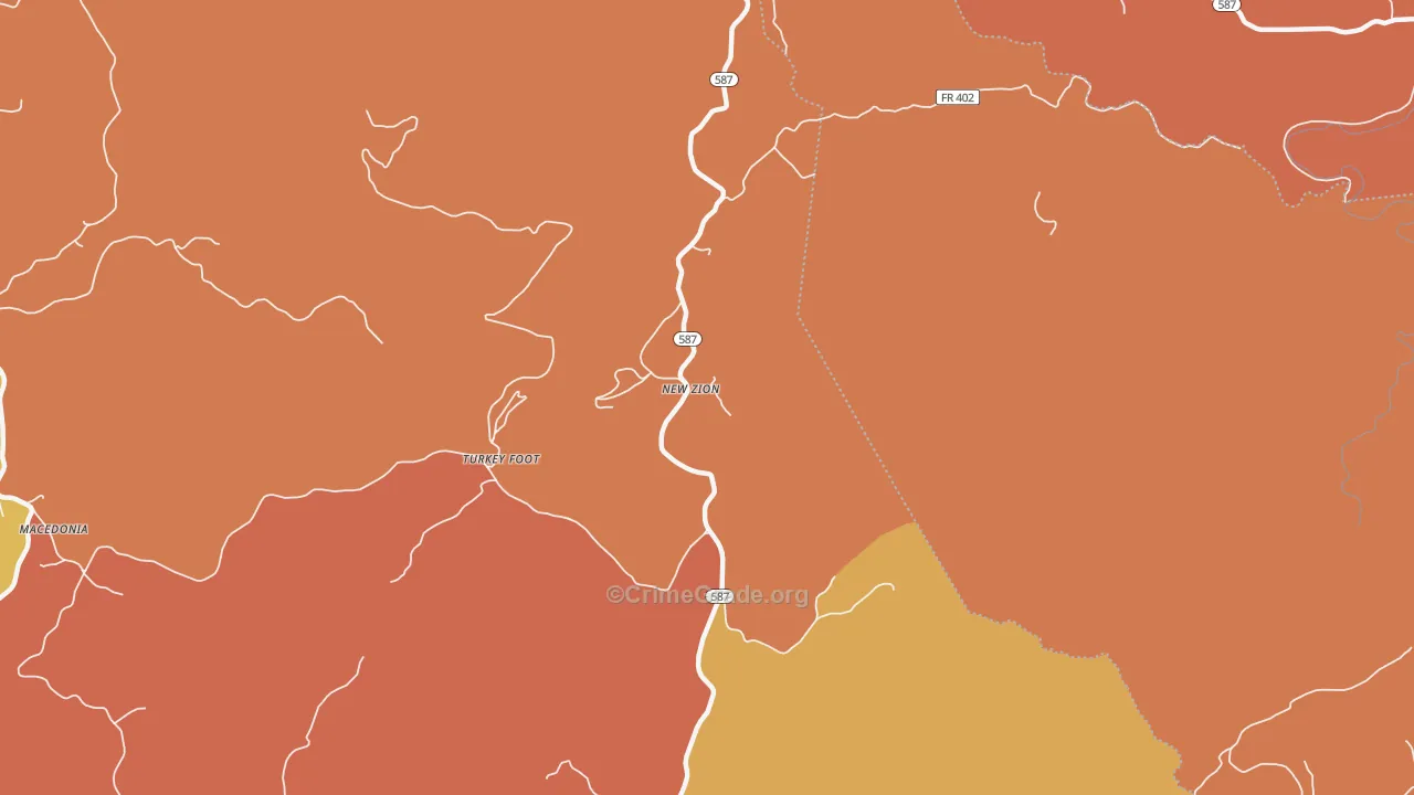 New Zion, KY Map of Assault Rates