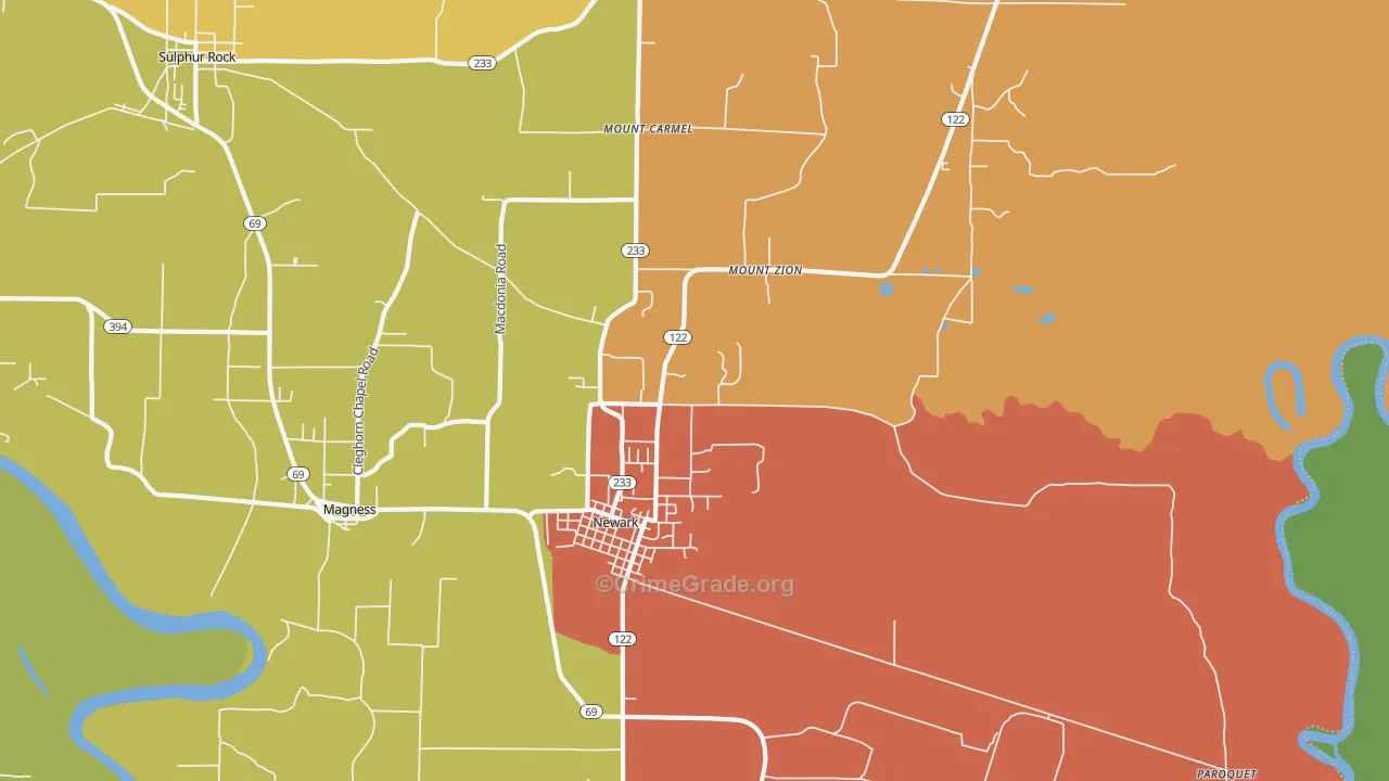 Newark, AR Map of Assault Rates