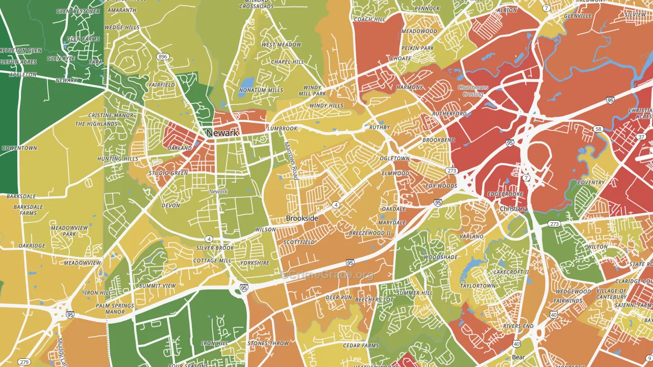 Newark, DE Map of Assault Rates