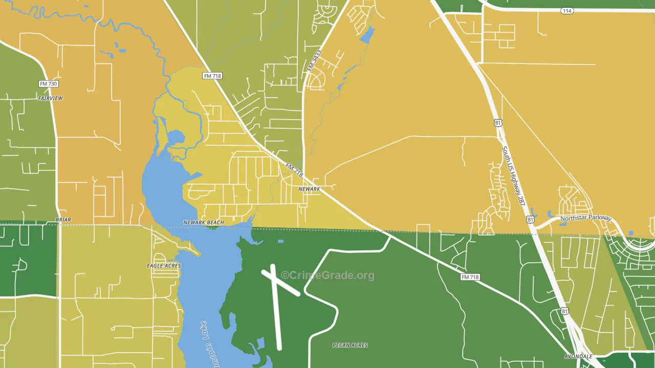 Newark, TX Map of Assault Rates