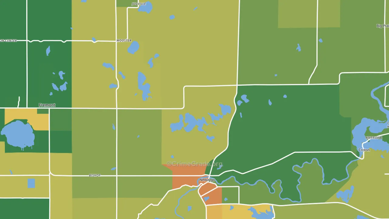 Newaygo County, MI Map of Assault Rates
