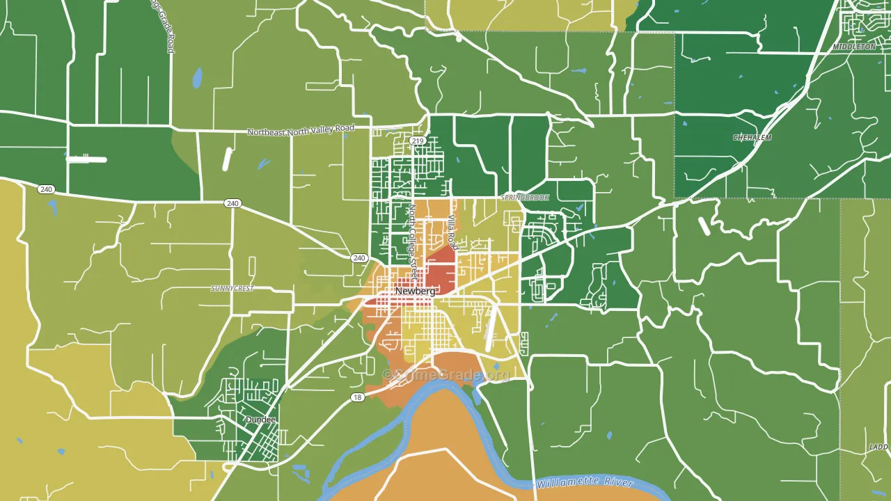Newberg, OR Map of Assault Rates